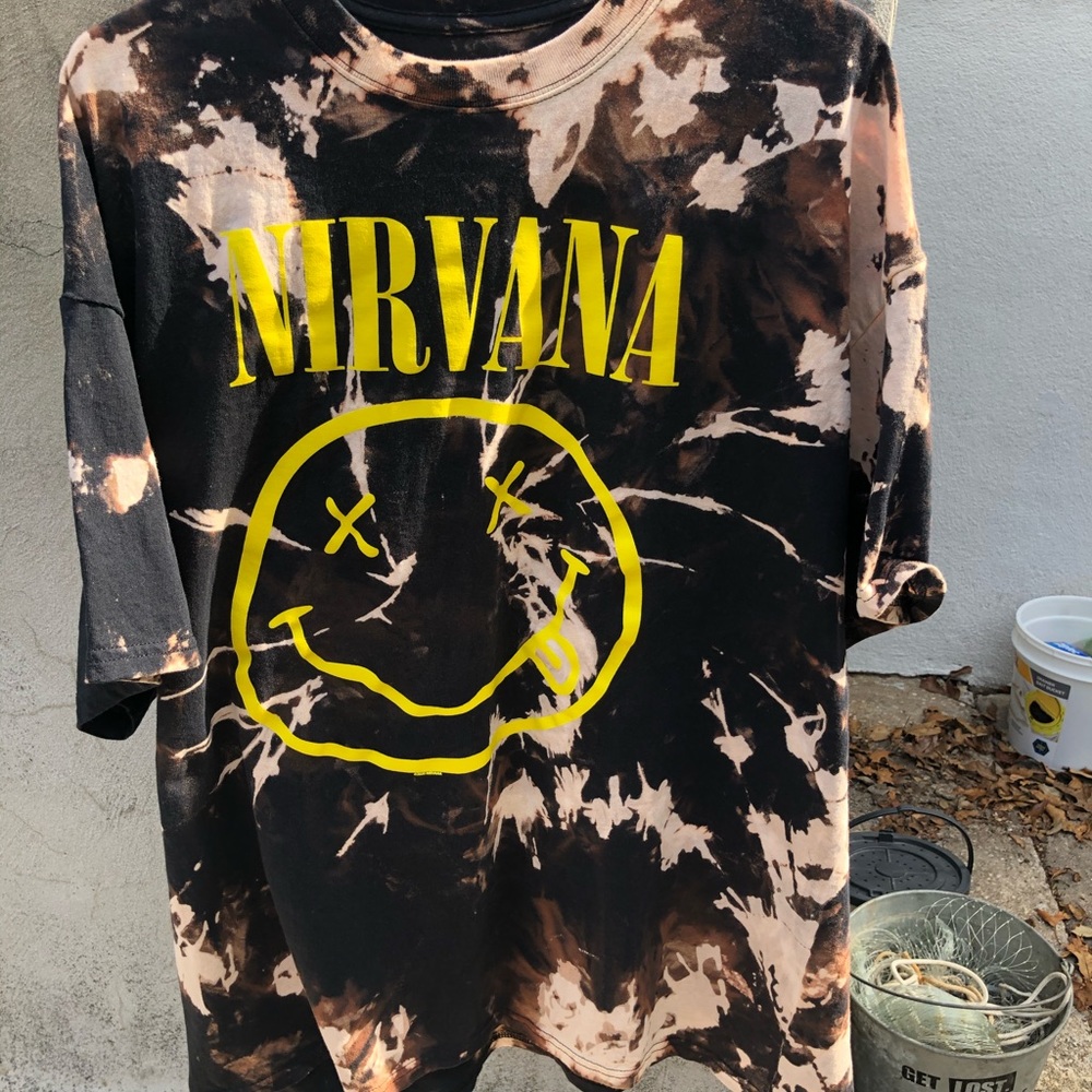 Vintage Nirvana Smiley Bleach Dyed Tee XXL